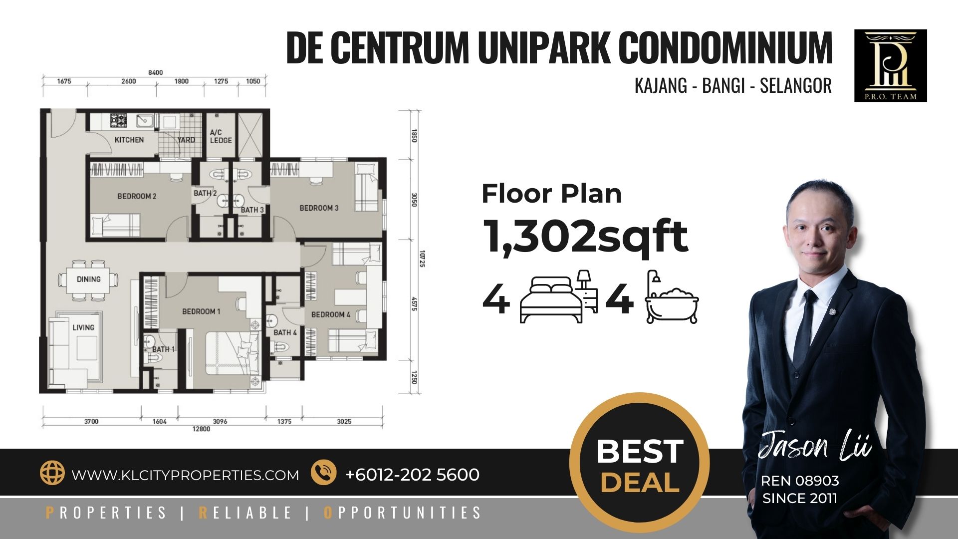 Unipark Condominium 4R4B 1,302sqft Floor Plan