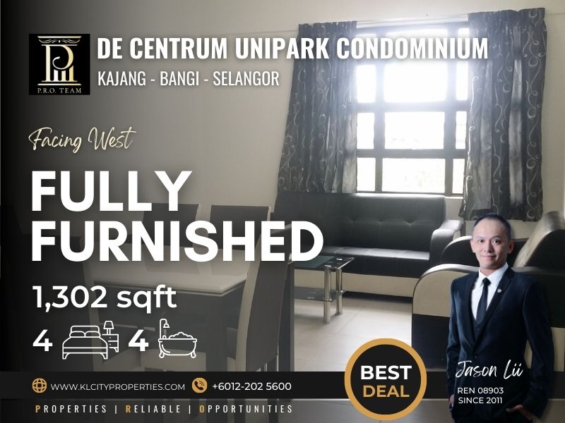 De Centrum-UniPark Condo – Bangi – Kajang 1302sf 4R4B For Rent