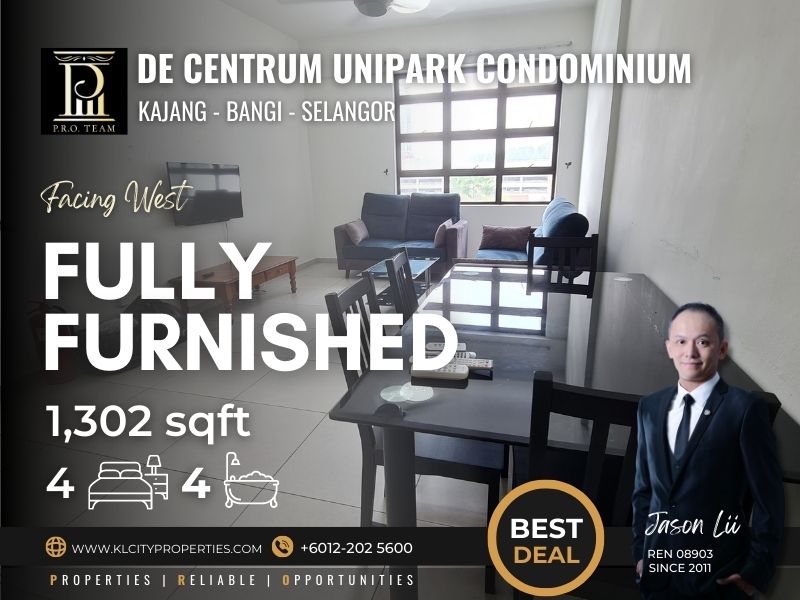 De Centrum-UniPark Condo – Bangi – Kajang 1302sf 4R4B For Rent
