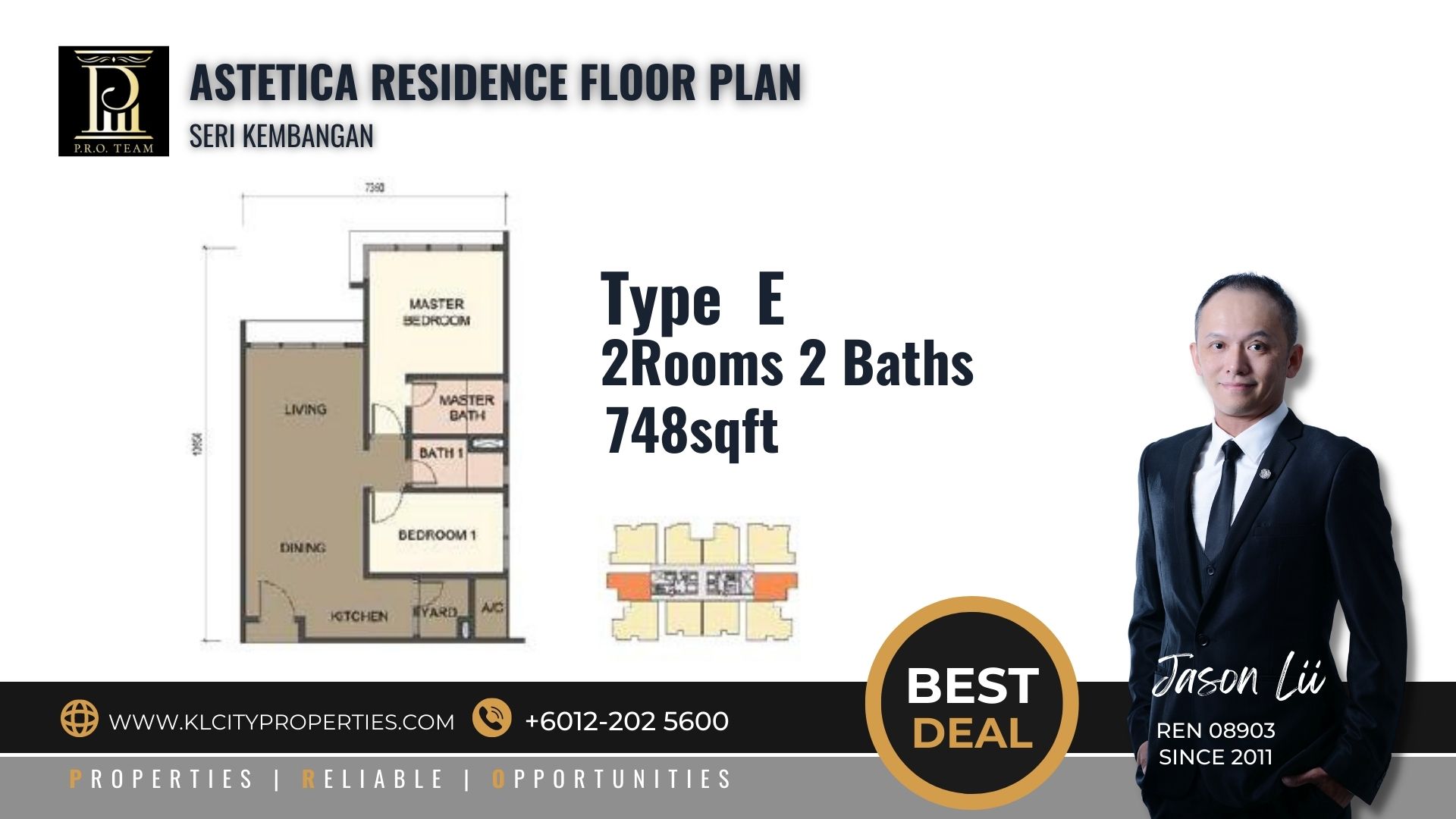 Astetica Residence Seri Kembangan 748sf Floor Plan