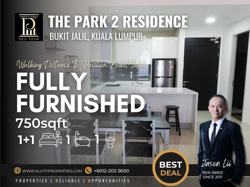 The Park 2 Bukit Jalil – Fully Furnished 1+1R1B1P for Rent
