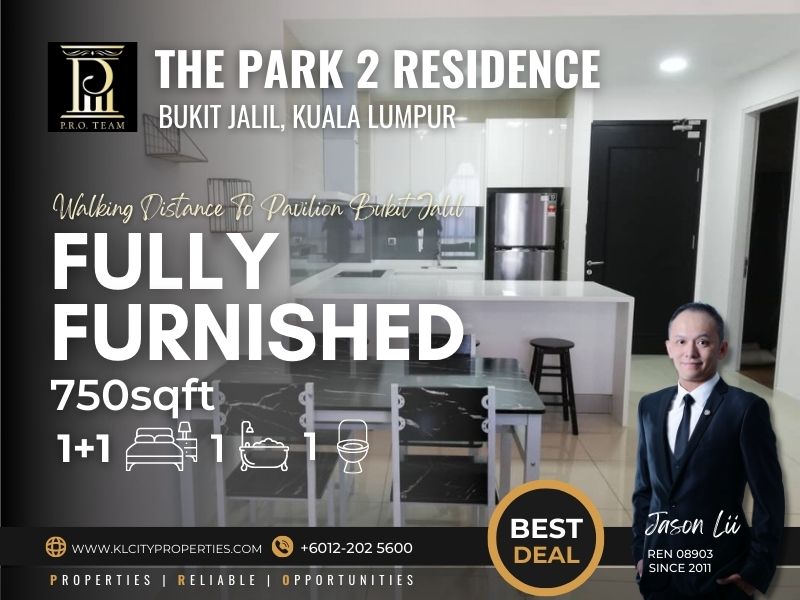 The Park 2 Bukit Jalil Fully Furnished 1+1R1B1P for Rent Kuala