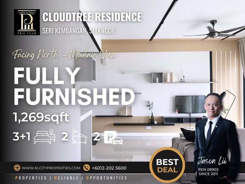 CloudTree Residence Fully Furnished 3+1R2B -1269sf For Rent