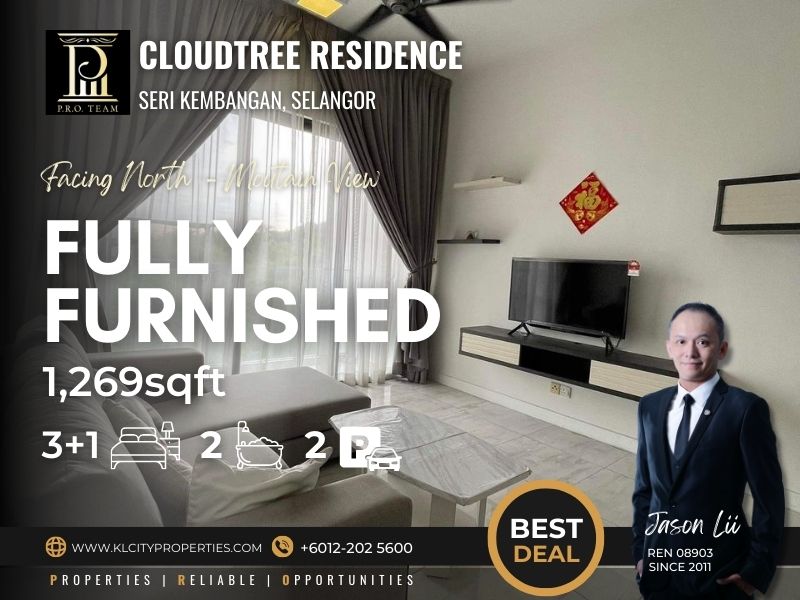 CloudTree Residence Fully Furnished 3R2B – 960sqft For Rent