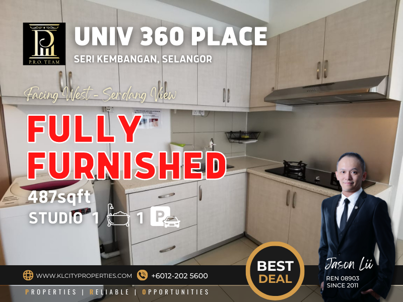 UNIV 360 Place – UPM Seri Kembangan Studio Fully Furnished For Rent 单身公寓出租