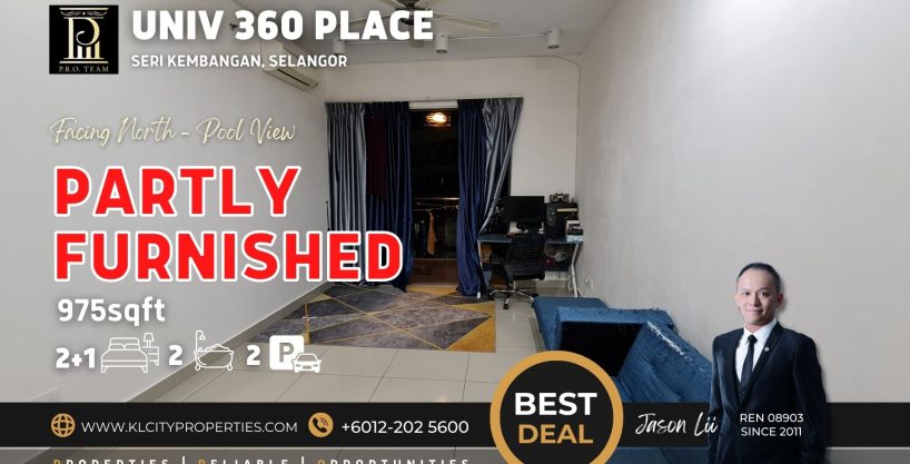 UNIV 360 Place – UPM Seri Kembangan 2+1 Rooms 2 bath Partly Furnished For Rent