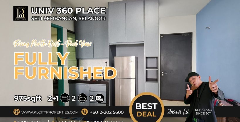 Fully Furnished 2+1 Rooms Condo for Rent at Univ360 Place, Seri Kembangan