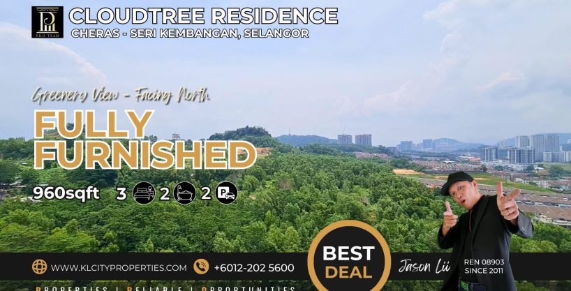 Cloudtree Residence Greenery View 3 Rooms 2 Bathrooms Fully Furnished Seri Kembangan For Sale