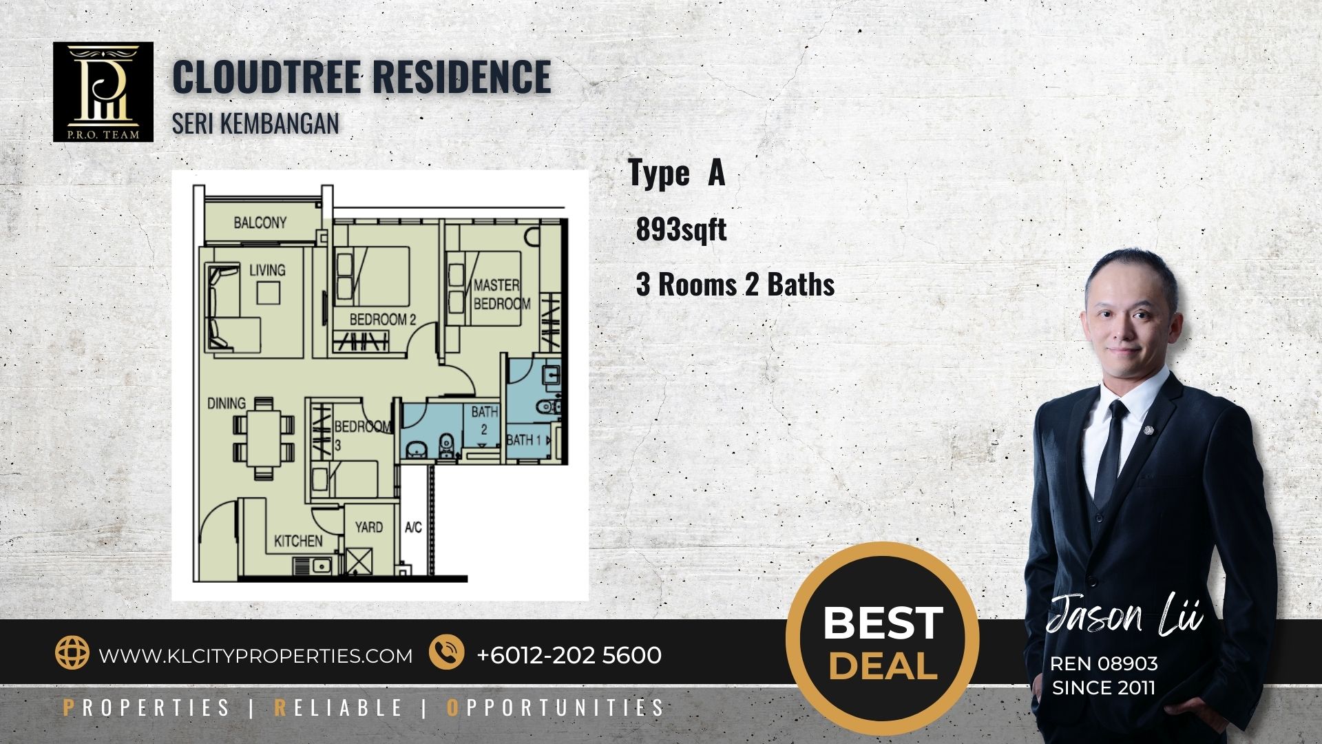 CloudTree 893sqft Floor Plan 