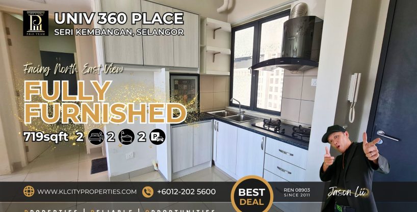 UNIV 360 Place – Seri Kembangan 2-Bedrooms Fully Furnished For Rent