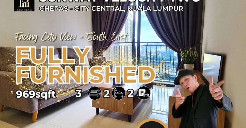 Sunway Velocity Two 3 Rooms 2 Bathroom 2 Car parks Fully Furnished for Rent