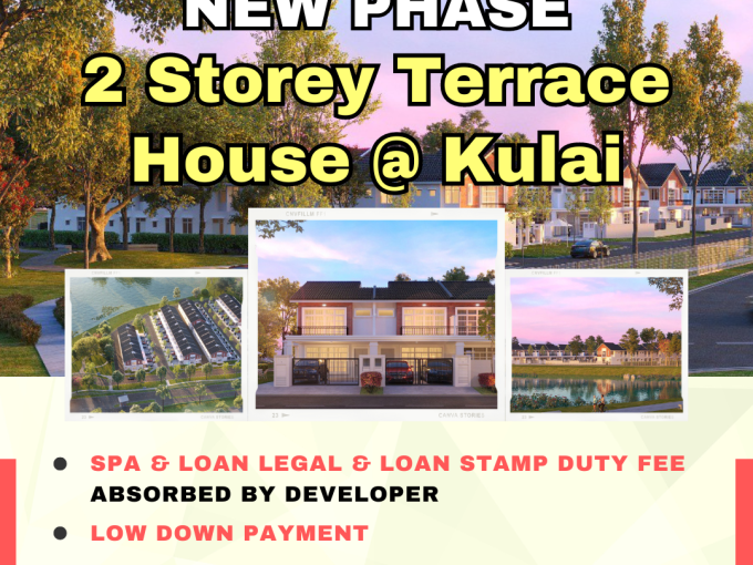 New Phase of Residential Bumi Lot Kulai 2 storey terrace house 4 Bedroom 4 Bathrooms-22’x70′ Lakeview For Sale