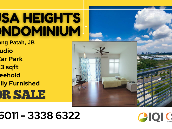 Nusa Heights Condominium @ Gelang Patah JB / 573sf Fully Furnished Freehold Studio For Sale