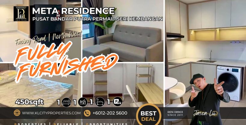 Meta Residence: Fully Furnished 1BR + Study Near MRT Putra Permai
