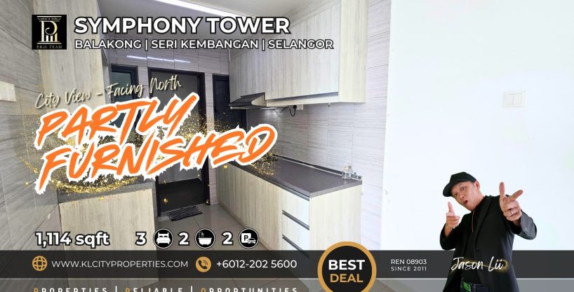 Symphony Tower Balakong Rental 🏡 3BR @RM1400 | 2 Car Park