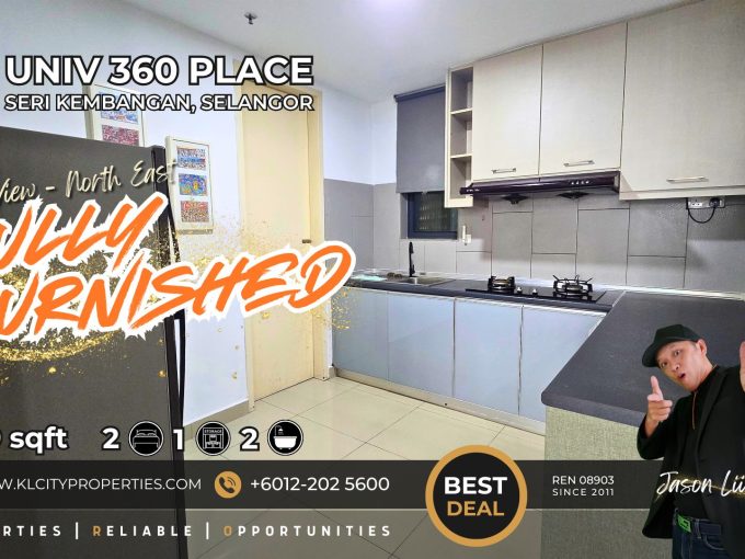 Fully furnished 1039 sqft apartment for sale at Univ 360 Place Seri Kembangan Selangor