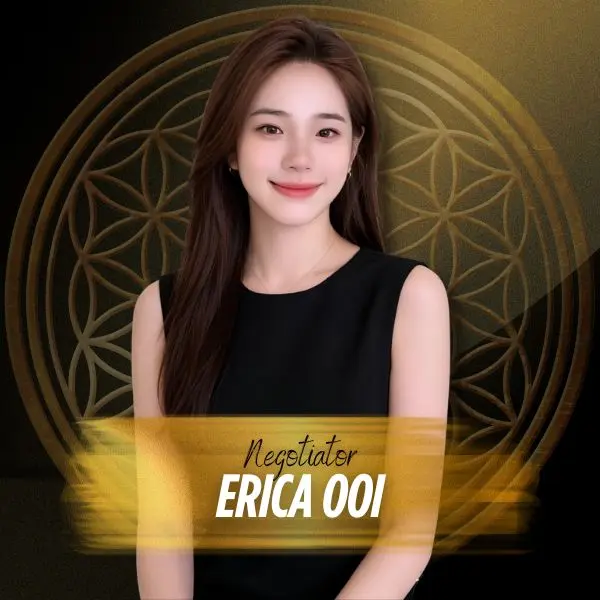 Professional portrait of Erica Ooi, Real Estate Negotiator at IQI Realty wearing a sleeveless black top.