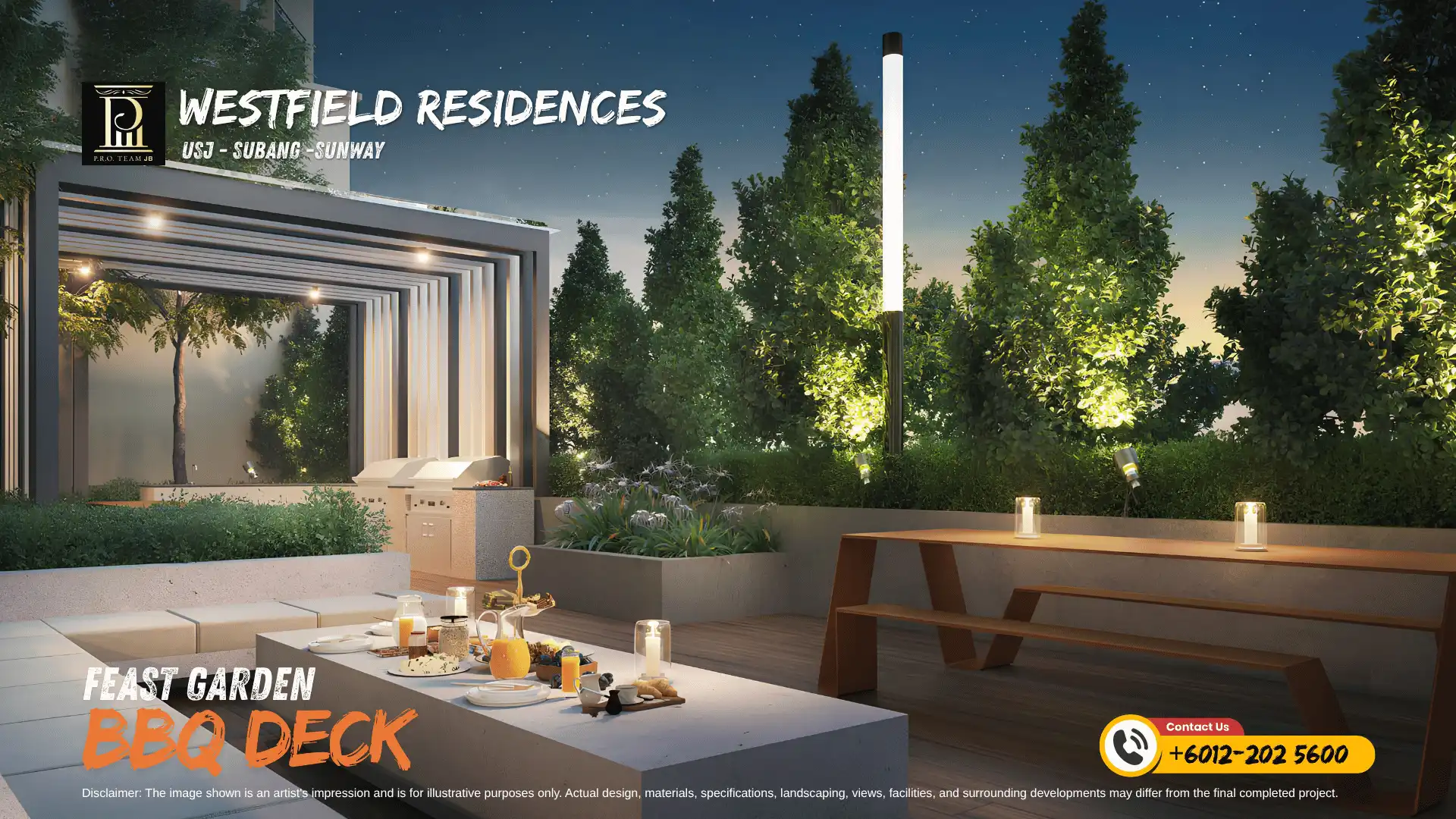 Outdoor rooftop BBQ pavilion and dining deck surrounded by greenery at SCP Westfield Residences USJ 1.
