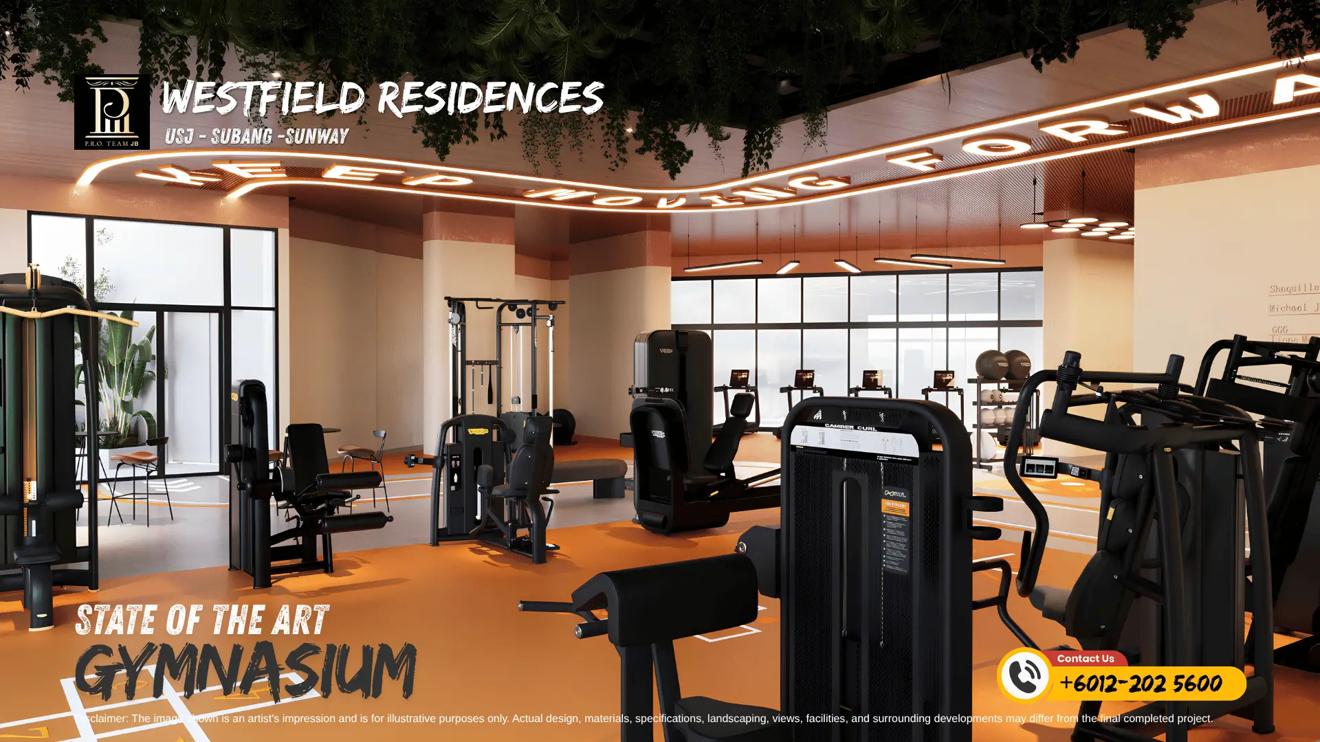 Fully equipped modern indoor gym with strength machines and cardio equipment at SCP Westfield Residences USJ 1.